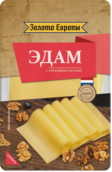 Изображение Сыр 45% нарезка Золото Европы эдам Невские сыры м/у, 125 г