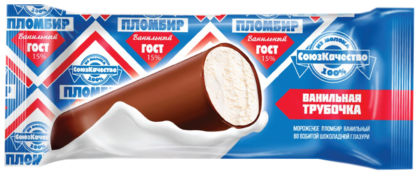 Изображение Мороженое со взбитой шоколадной глазурью Союз качество пломбир Калинов Мост ООО флоупак, 80 г