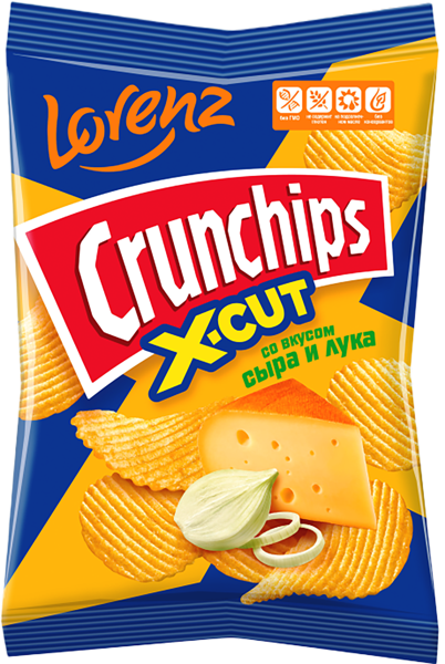 Изображение Чипсы картофельные Лоренц Кранчипс Рифленные Сыр лук Лоренц м/у, 70 г