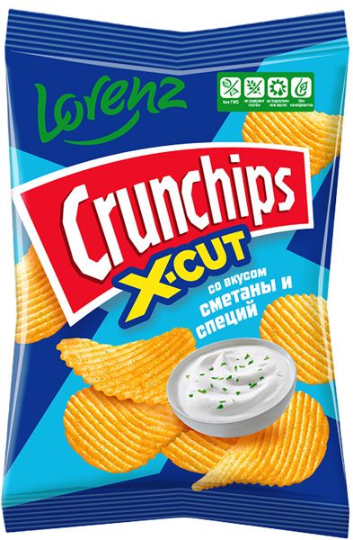 Изображение Чипсы картофельные Лоренц Кранчипс Рифленные сметана специи Лоренц м/у, 70 г