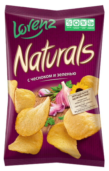 Изображение Чипсы картофельные Лоренц Натуралс чеснок зелень Лоренц м/у, 100 г