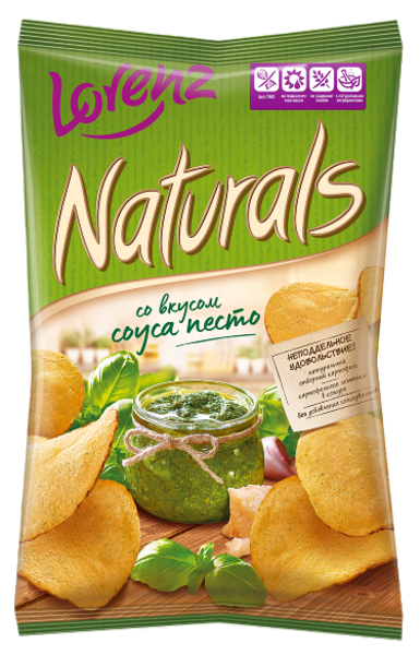 Изображение Чипсы картофельные Лоренц Натуралс соус песто Лоренц м/у, 100 г