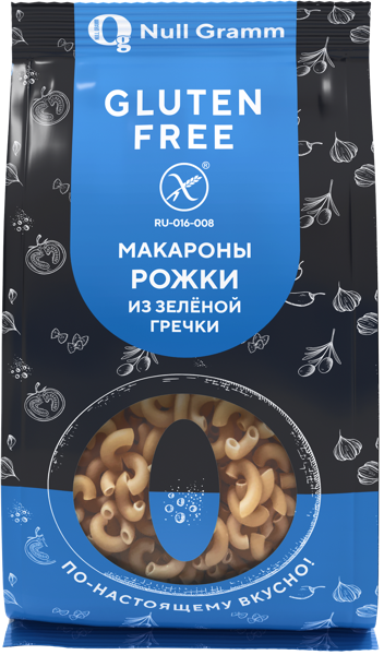 Изображение Макароны из зеленой гречки Ноль грамм рожки без глютена ПКДДП м/у, 300 г