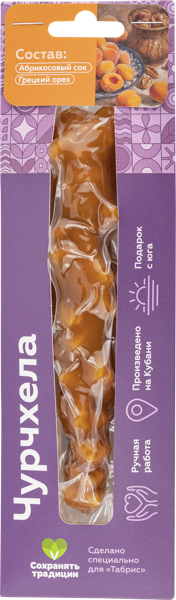 Изображение Чурчхела с грецким орехом Табрис на абрикосовом соке Фруторех к/у, 80 г