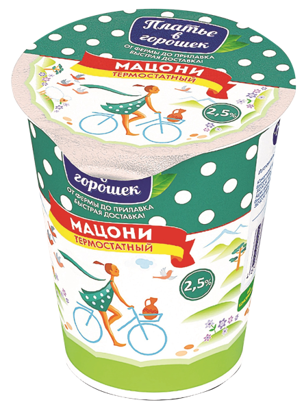 Изображение Мацони 2,5% термостатный Платье в горошек Новокубанский МК п/б, 300 мл