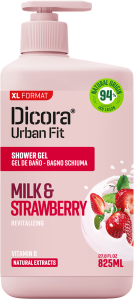 Изображение Гель для душа Дикора клубника и молоко Нувария Глобал п/у, 825 мл