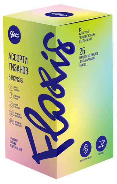 Изображение Чай зеленый Флорис ассорти Аксион кор, 25*2 г