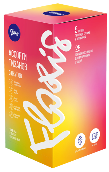 Изображение Чай черный Флорис ассорти Аксион кор, 25*2 г