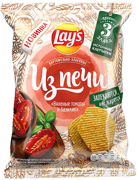 Изображение Чипсы картофельные Лейс Из печи вяленые томаты базилик Фрито Лей м/у, 81 г