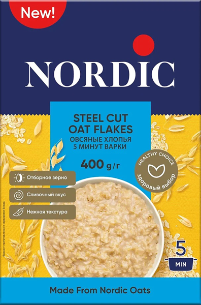 Изображение Хлопья овсяные Нордик 5 минут Копэкер Агро кор, 400 г
