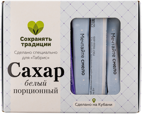 Изображение Сахар белый песок Табрис 60 стиков Кубанский продукт кор, 300 г