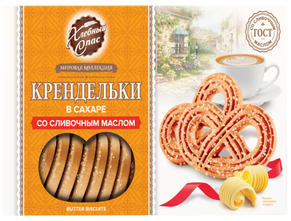 Изображение Печенье сдобное Хлебный спас крендельки в сахаре Диал-К кор, 320 г