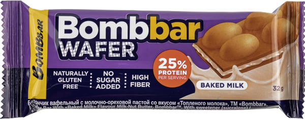Изображение Вафли протеиновые Бомббар топленое молоко Фитнес Фуд м/у, 32 г
