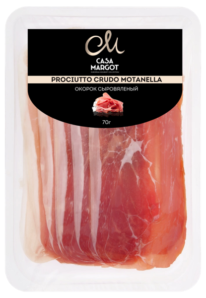 Изображение Мясо свиное сыровяленое нарезка Каса Марго прошутто крудо Сан Марино Салюми п/у, 70 г