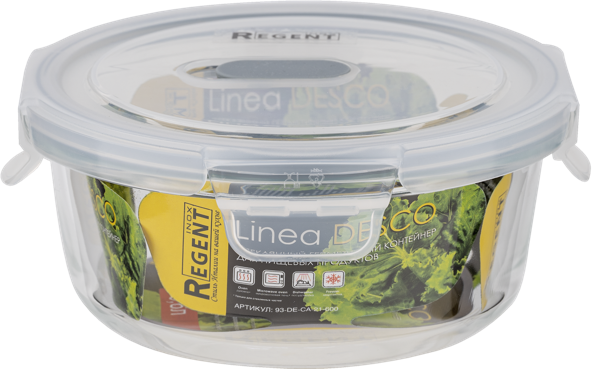 Изображение Контейнер 600мл стекло Регент инокс круглый герметичный Регент Рус , 1 шт