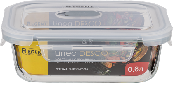 Изображение Контейнер 600мл стекло Регент инокс прямоугольный герметичный Регент Рус , 1 шт