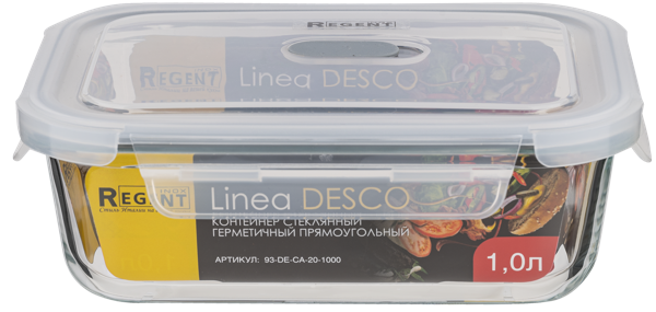 Изображение Контейнер 1000мл стекло Регент инокс прямоугольный герметичный Регент Рус , 1 шт