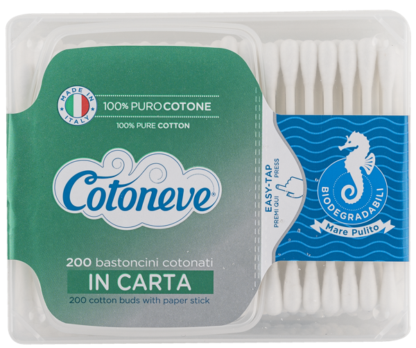 Изображение Ватные палочки 100% хлопок Котонев БИО биоразлагаемые Сисма п/у, 200 шт