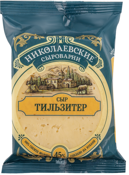 Изображение Сыр 45% Николаевские сыроварни тильзитер Сыры Кубани м/у, 180 г