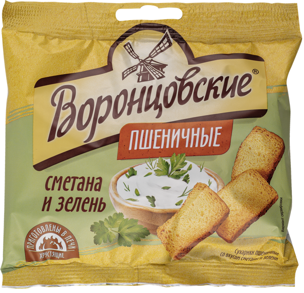 Изображение Сухарики пшеничные Воронцовские сметана зелень ТД м/у, 80 г