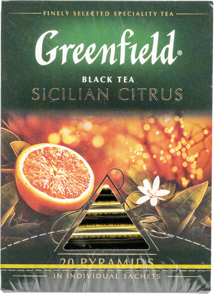Изображение Чай черный в пирамидках Гринфилд сицилиан цитрус Орими Трейд кор, 20*1,8 г