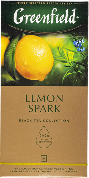 Изображение Чай черный в пакетиках Гринфилд лимон спарк Орими Трейд кор, 25*1,5 г