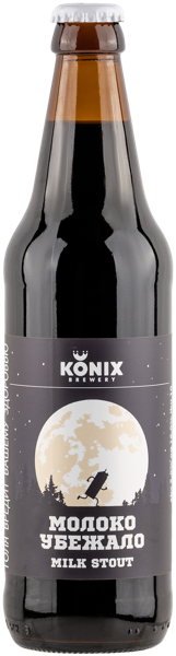 Изображение Пивной напиток темное Стаут 5,0% н/ф Коникс Молоко Убежало Визит с/б, 0,45 л