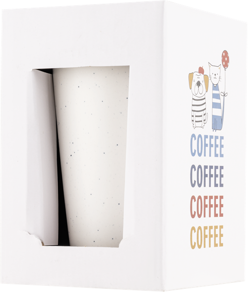 Изображение Кружка 390мл с крышкой Лефард животные с шариком белая Лефард , 1 шт