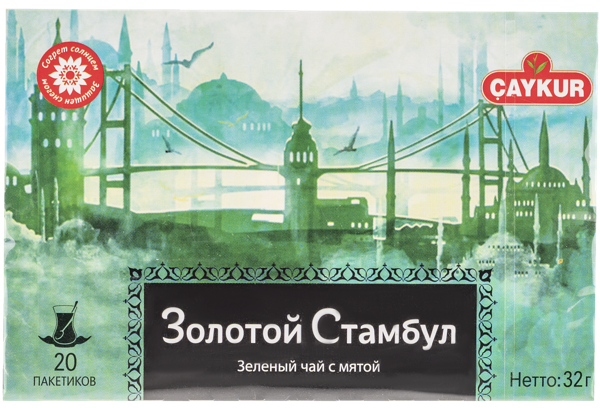 Изображение Чай зеленый в пакетиках Чайкур Золотой Стамбул мята Чайкур к/у, 20*1,6 г