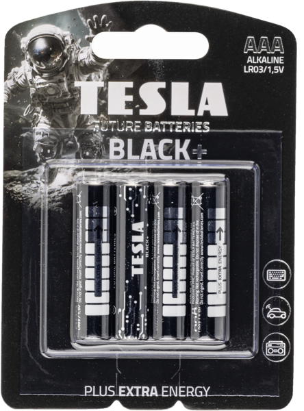 Изображение Батарейка ААА ЛР03 1,5 вольт Тесла блэк Тесла Баттерис к/у, 4 шт