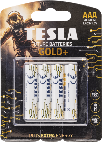 Изображение Батарейка ААА ЛР03 1,5 вольт Тесла голд Тесла Баттерис к/у, 4 шт