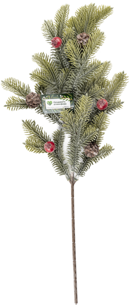 Изображение Ветка 48см декоративная Табрис создавай атмосферу ягоды шишки заснеженная Кристмас Квин , 1 шт