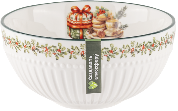 Изображение Миска 12см бело-зеленая Табрис рождество Ловинг Хоум к/у, 1 шт