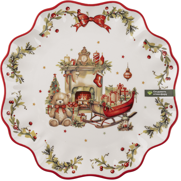Изображение Тарелка 26см красно-белая Табрис винтажное рождество Ловинг Хоум к/у, 1 шт