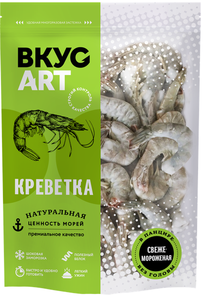 Изображение Морепродукты замороженные Вкус Арт креветка ваннамей Ультрафиш м/у, 500 г