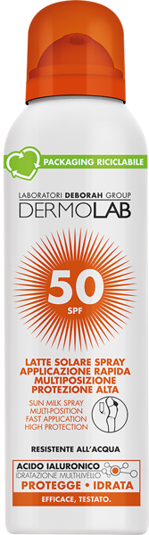 Изображение Молочко солнцезащитное спрей Дермолаб лицо и тело СПФ50 Дебора Груп ж/б, 150 мл