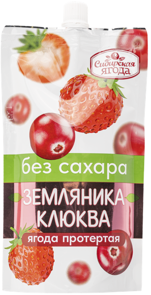 Изображение Ягоды без сахара протертые Сибирская ягода земляника клюква ТПК САВА м/у, 250 г