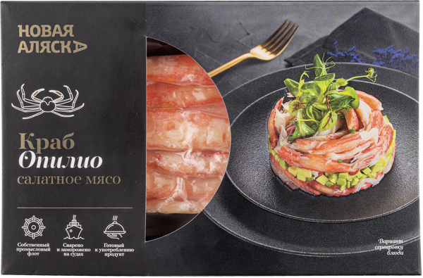 Изображение Морепродукты в/м мясо салатное Новая Аляска краб стригун опилио Новая Аляска Волхов п/у, 200 г