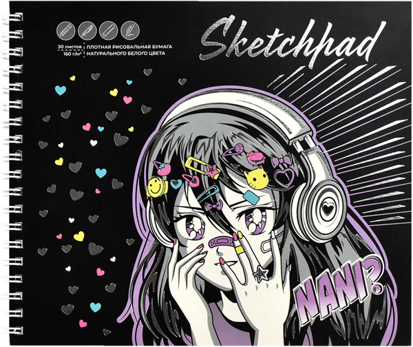 Изображение Скетчпад 30л 160г рисовальный Феникс+ А5 манга Феникс+ , 1 шт