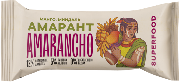 Изображение Батончик фруктово-зерновой Амаранчо амарант манго миндаль Витбиокор м/у, 30 г