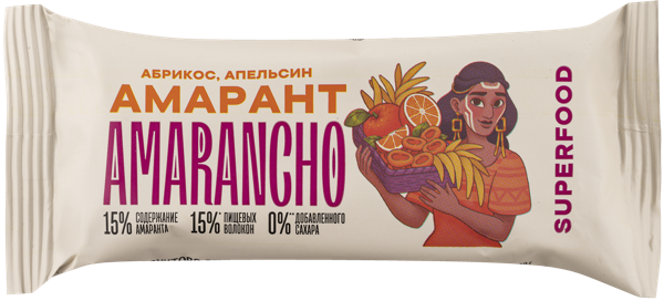 Изображение Батончик фруктово-зерновой Амаранчо амарант абрикос апельсин Витбиокор м/у, 30 г