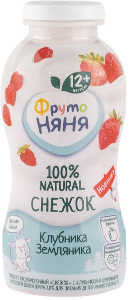 Изображение Снежок 2% с 12 месяцев Фрутоняня клубника земляника Прогресс п/б, 200 мл