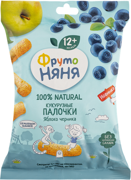 Изображение Кукурузные палочки с 12 месяцев Фрутоняня яблоко черника Прогресс м/у, 20 г