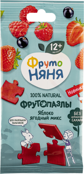 Изображение Фруктовые кусочки с 12 месяцев Фрутоняня Пазлы ябл ягодный микс Прогресс м/у, 20 г
