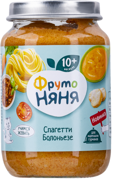 Изображение Пюре мясное с 10 месяцев Фрутоняня Спагетти болоньезе Прогресс с/б, 190 г
