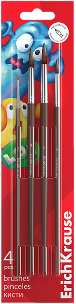 Изображение Кисти для красок Эрих Краузе джолли френдс пони Эрих Краузе к/у, 4 шт