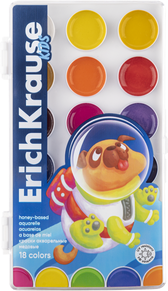 Изображение Краски 18 цветов акварель Эрих Краузе спейс энималс медовые Эрих Краузе к/у, 1 шт