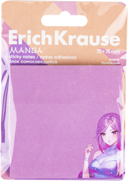 Изображение Блок 7,5*7,5см самоклеящийся Эрих Краузе манга розовый Эрих Краузе к/у, 1 шт