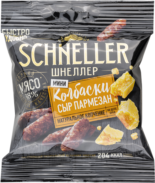 Изображение Колбаски копченые из курицы Шнеллер пармезан Митэк м/у, 50 г