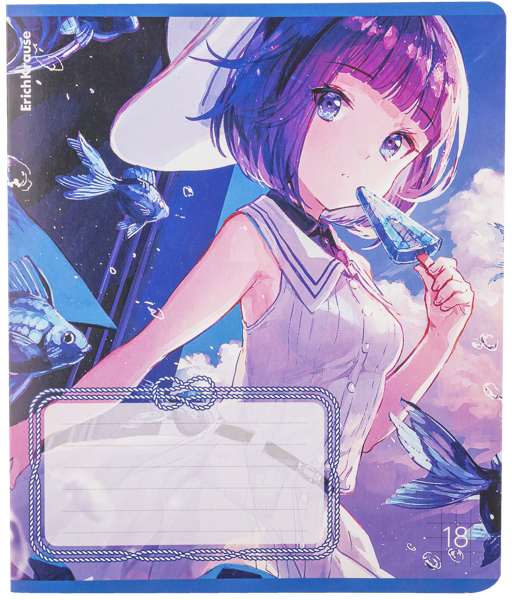 Изображение Тетрадь 18л клетка Эрих Краузе кавайный кит Эрих Краузе , 1 шт